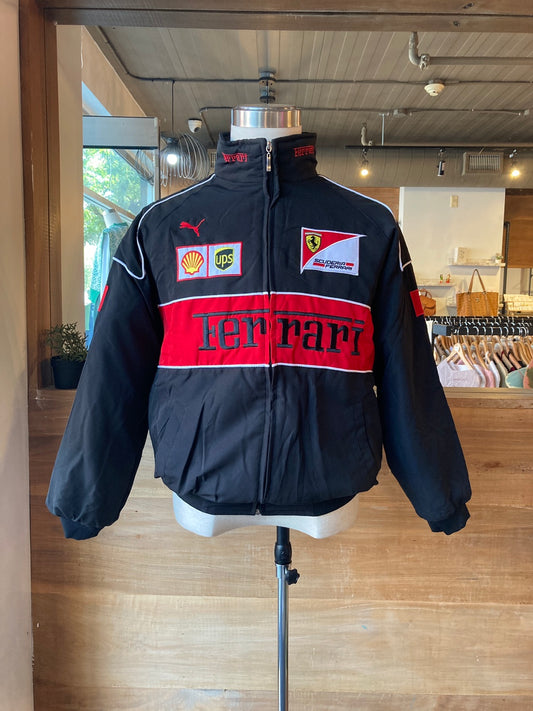 Black Ferrari Lined Racing Jacket