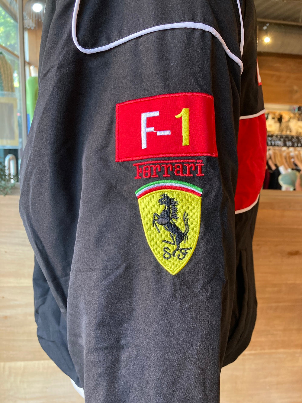 Black Ferrari Lined Racing Jacket