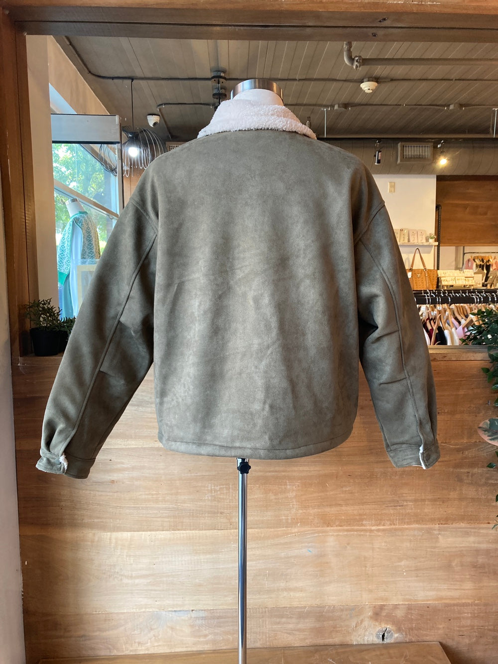 Men's Button Up Vegan Suede Sherpa Jacket