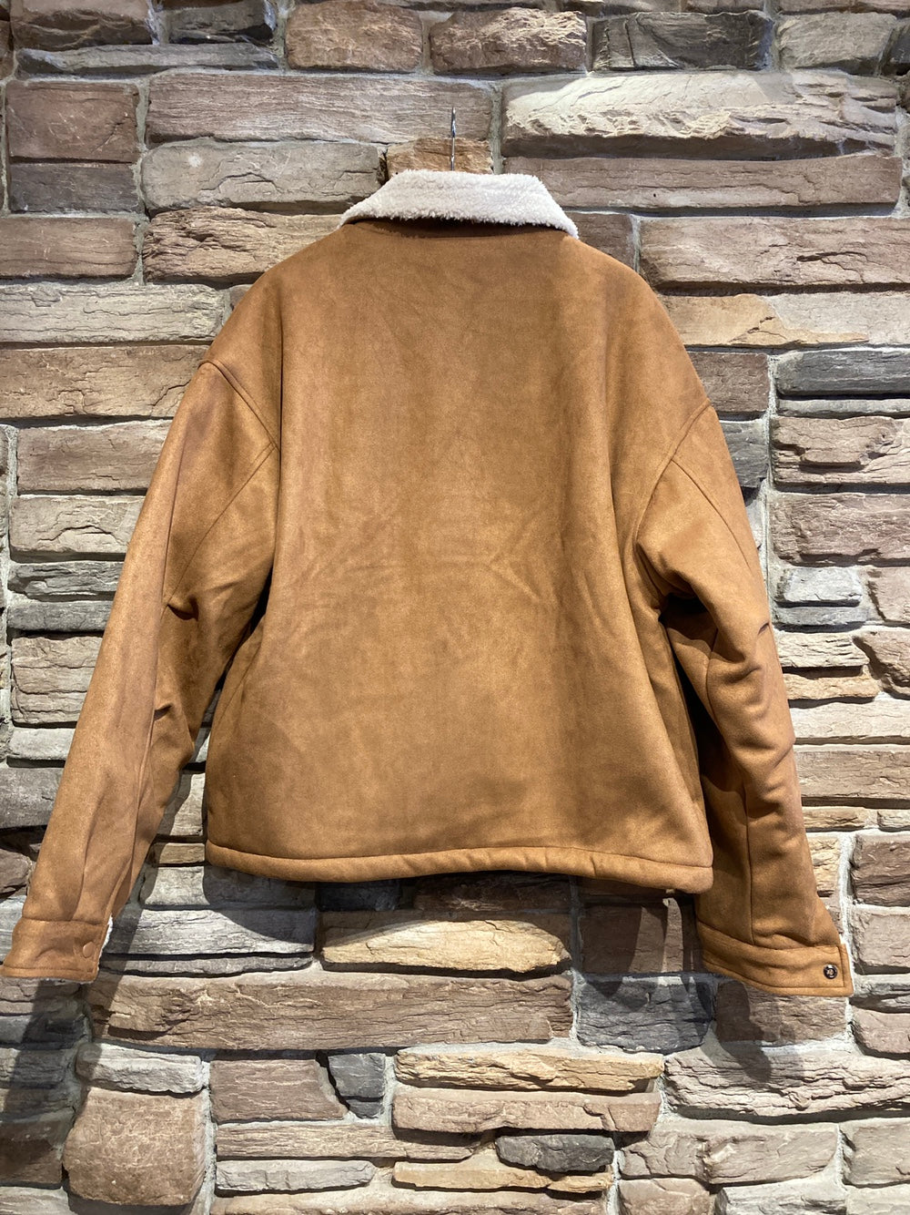 Men's Button Up Vegan Suede Sherpa Jacket