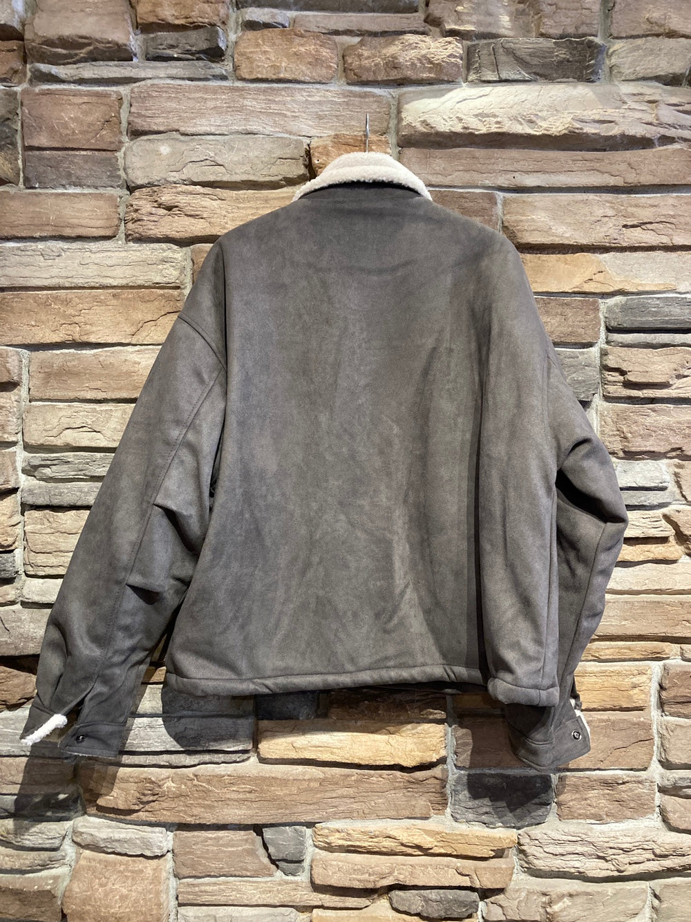 Men's Button Up Vegan Suede Sherpa Jacket