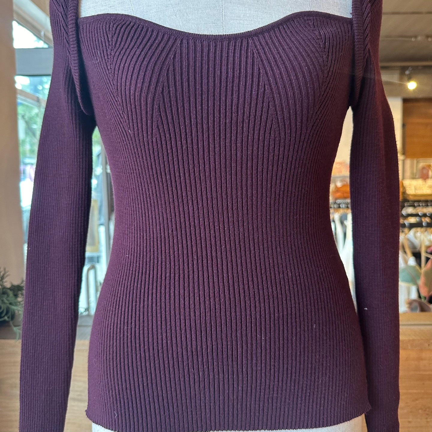 Ribbed Sweetheart Neckline Top