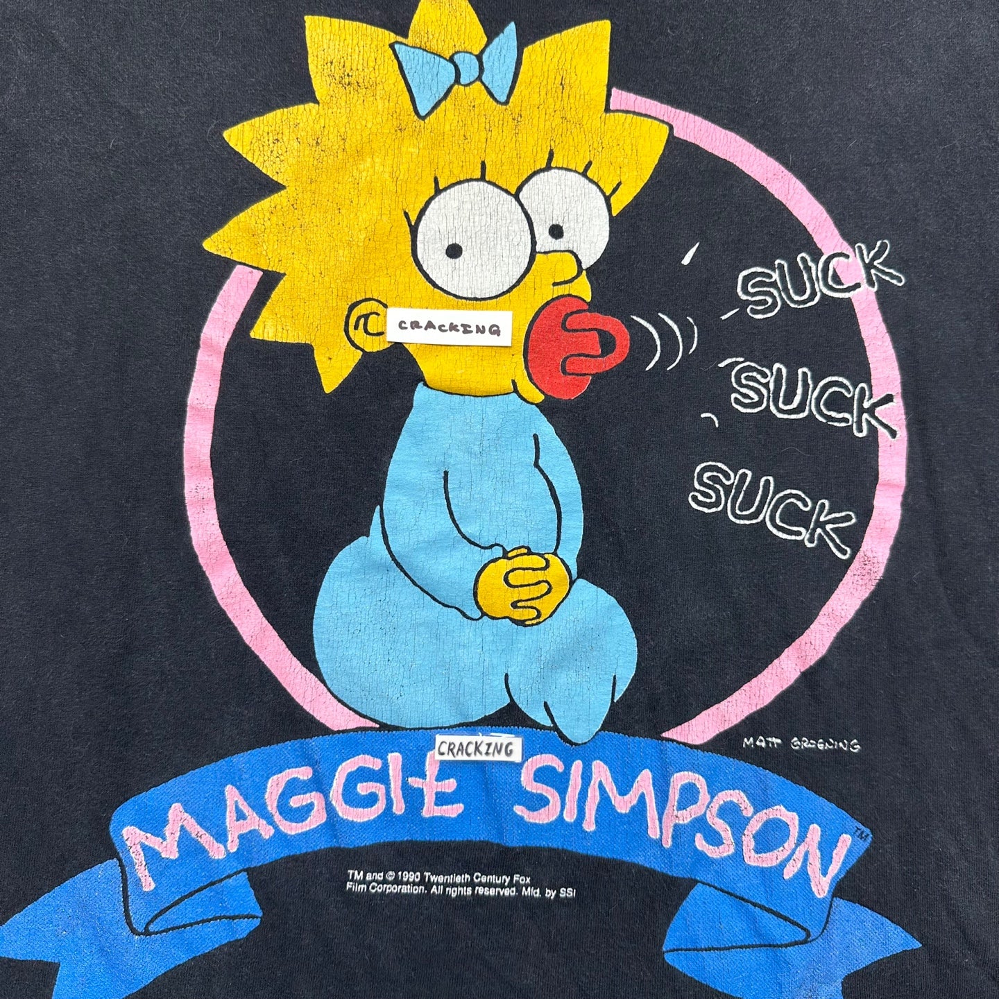 Vintage 1990 Maggie Simpson Cartoon Graphic T-Shirt