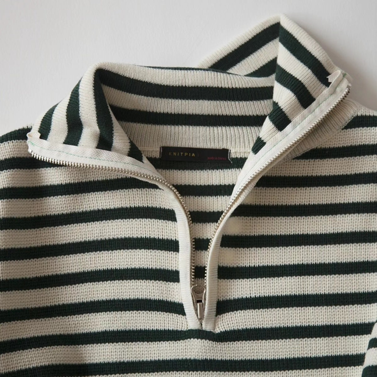 Striped 1/4 Zip Knit Sweater