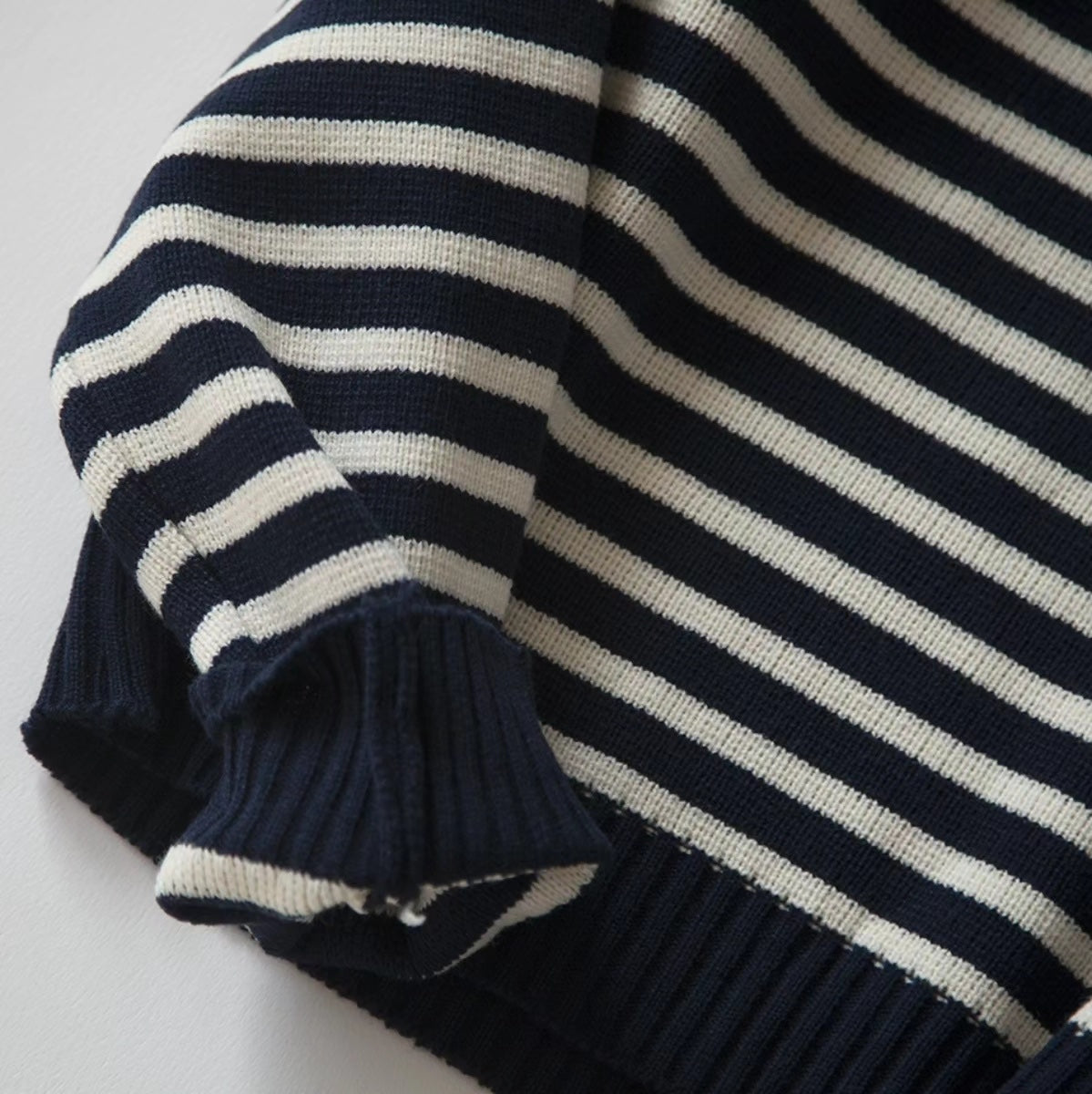 Striped 1/4 Zip Knit Sweater