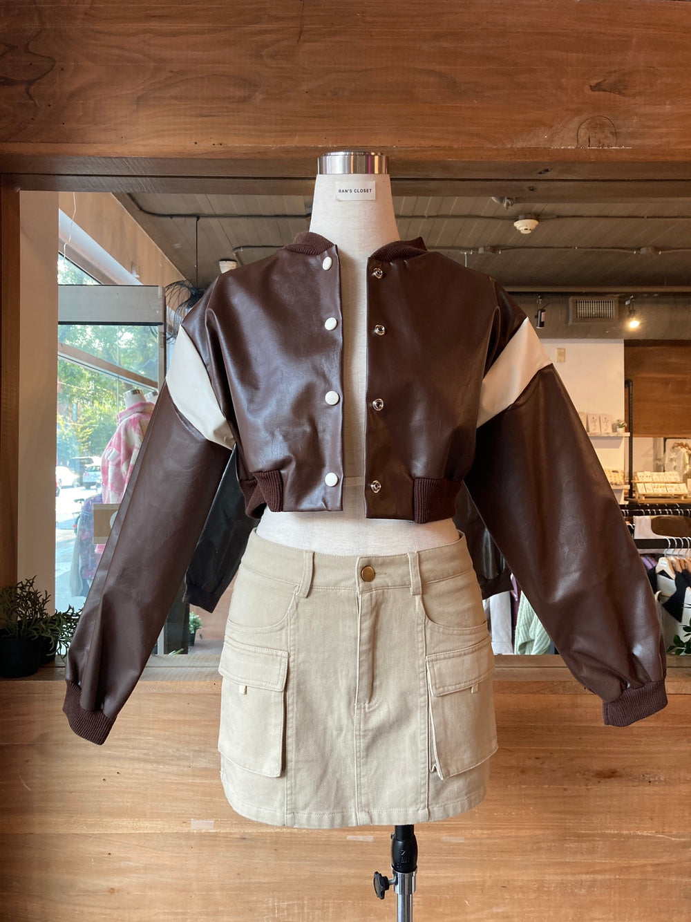 Cropped Vegan Leather Jacket