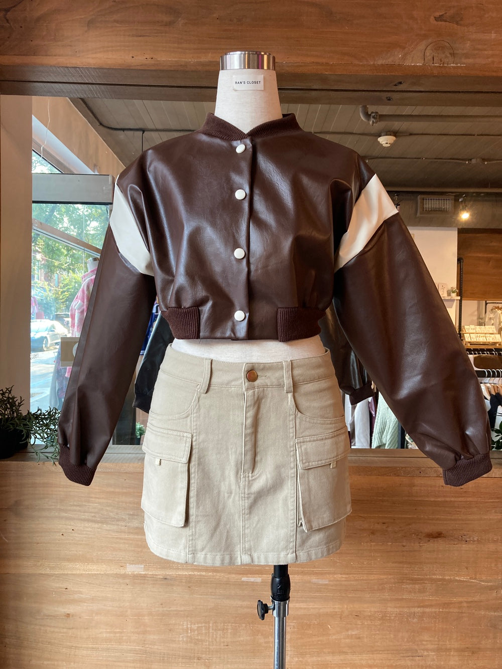 Cropped Vegan Leather Jacket