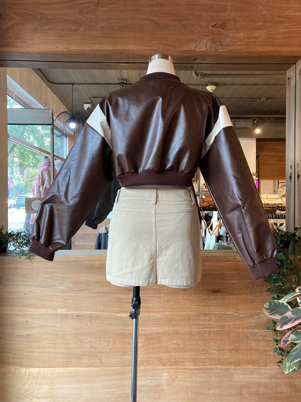 Cropped Vegan Leather Jacket