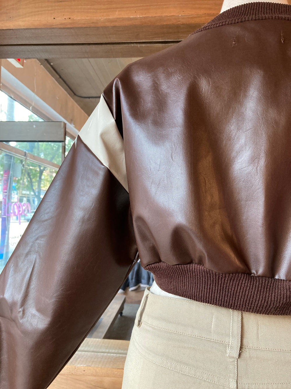 Cropped Vegan Leather Jacket