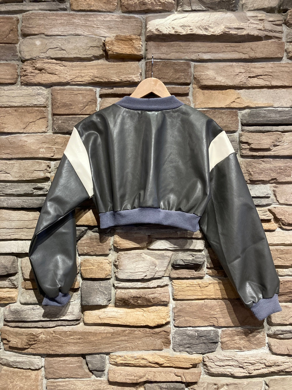 Cropped Vegan Leather Jacket