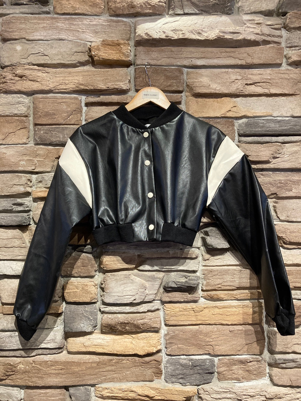 Cropped Vegan Leather Jacket