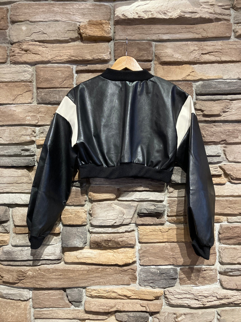 Cropped Vegan Leather Jacket