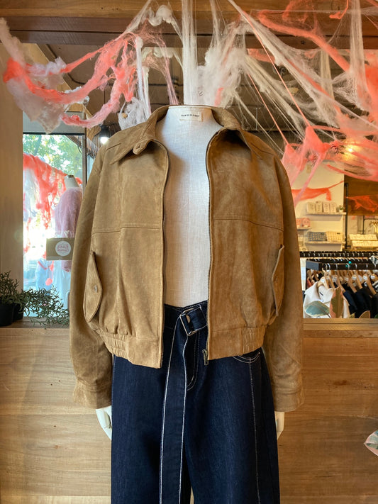 Vegan Suede Bomber Jacket