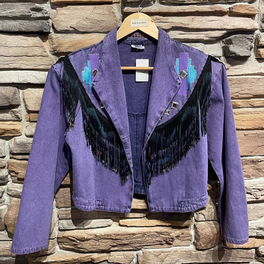 Vintage Wanted by Beads Beautiful Purple Fringe Jacket