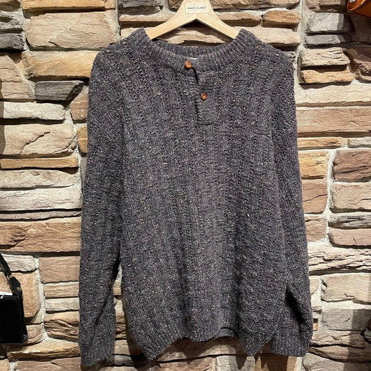 Vintage London Fog Grey Knit Sweater With Buttons