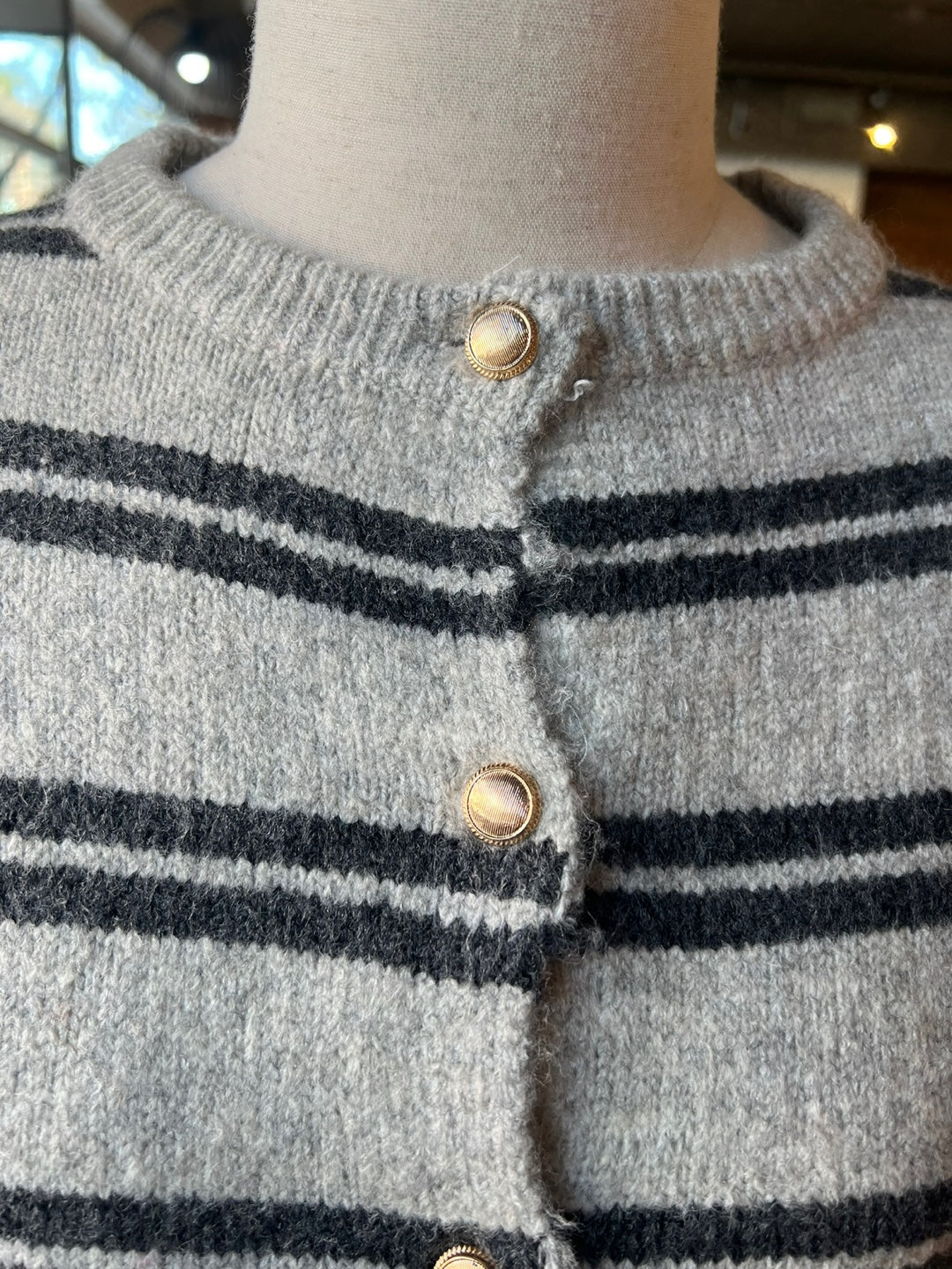 Striped Button up Cardigan