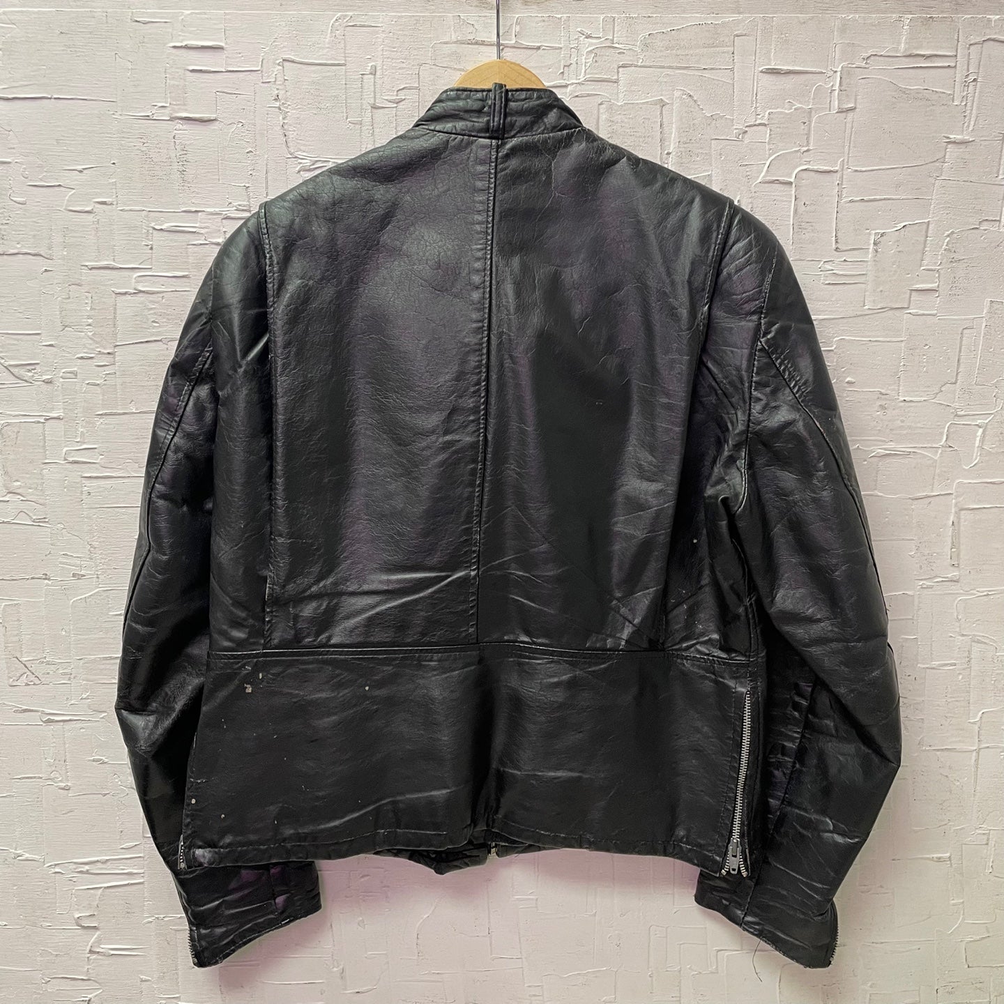 Vintage Sears The Men's Store Distressed Leather Jacket with Zipper Details