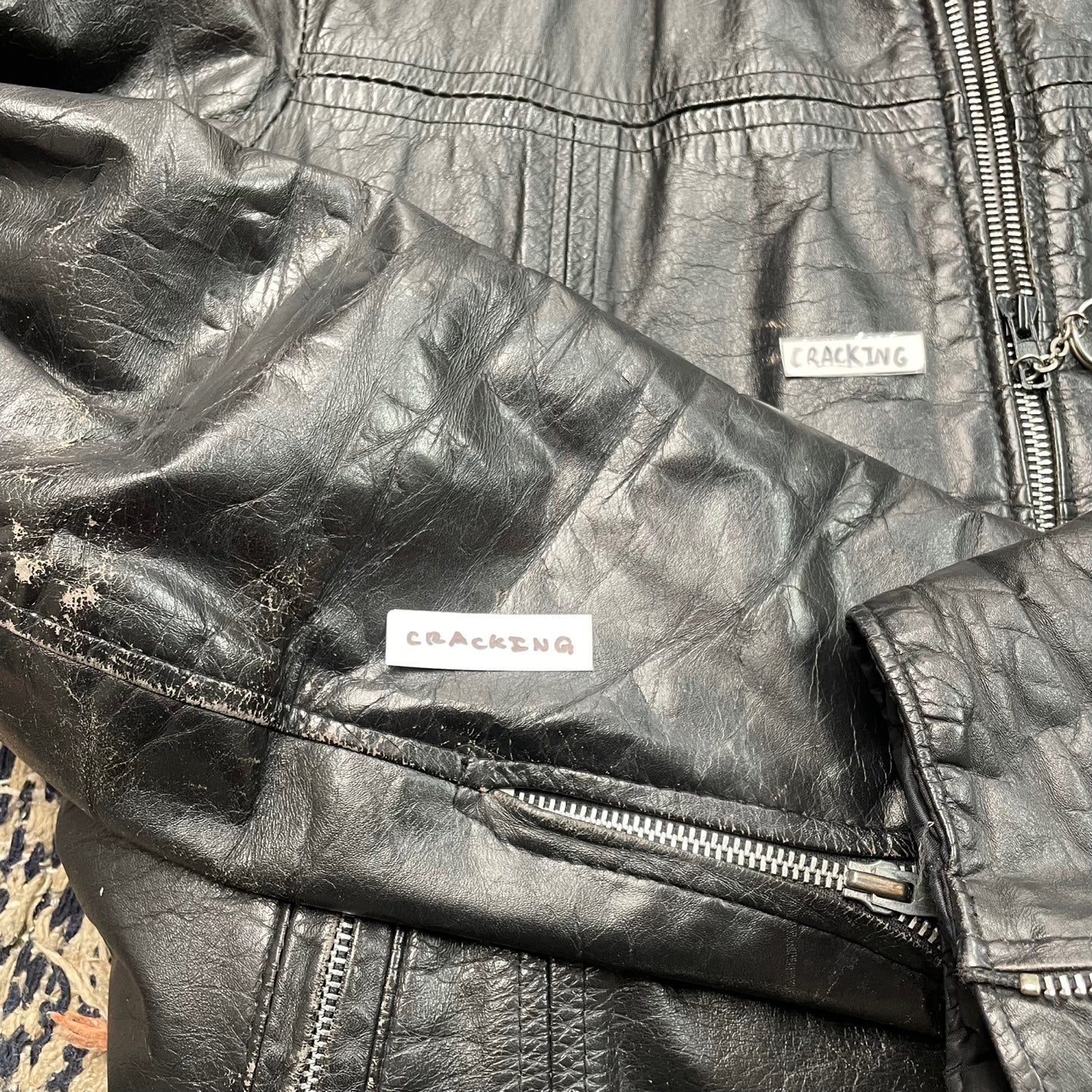 Vintage Sears The Men's Store Distressed Leather Jacket with Zipper Details