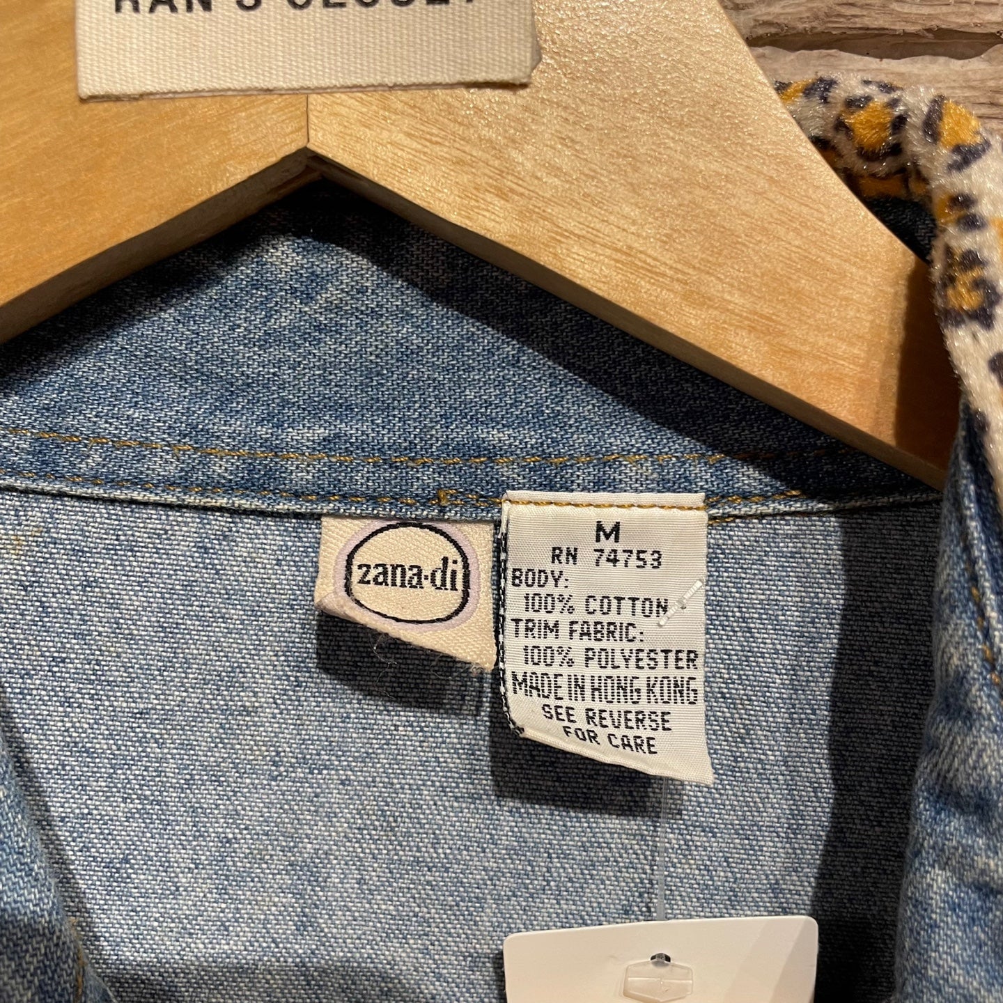 Vintage Zana Di Denim Shirt with Leopard Print Detailing