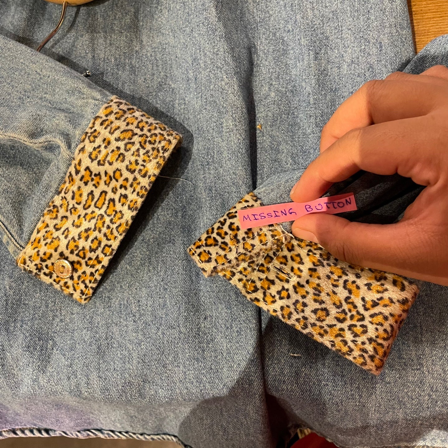 Vintage Zana Di Denim Shirt with Leopard Print Detailing