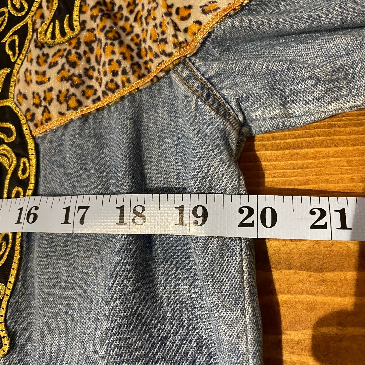Vintage Zana Di Denim Shirt with Leopard Print Detailing