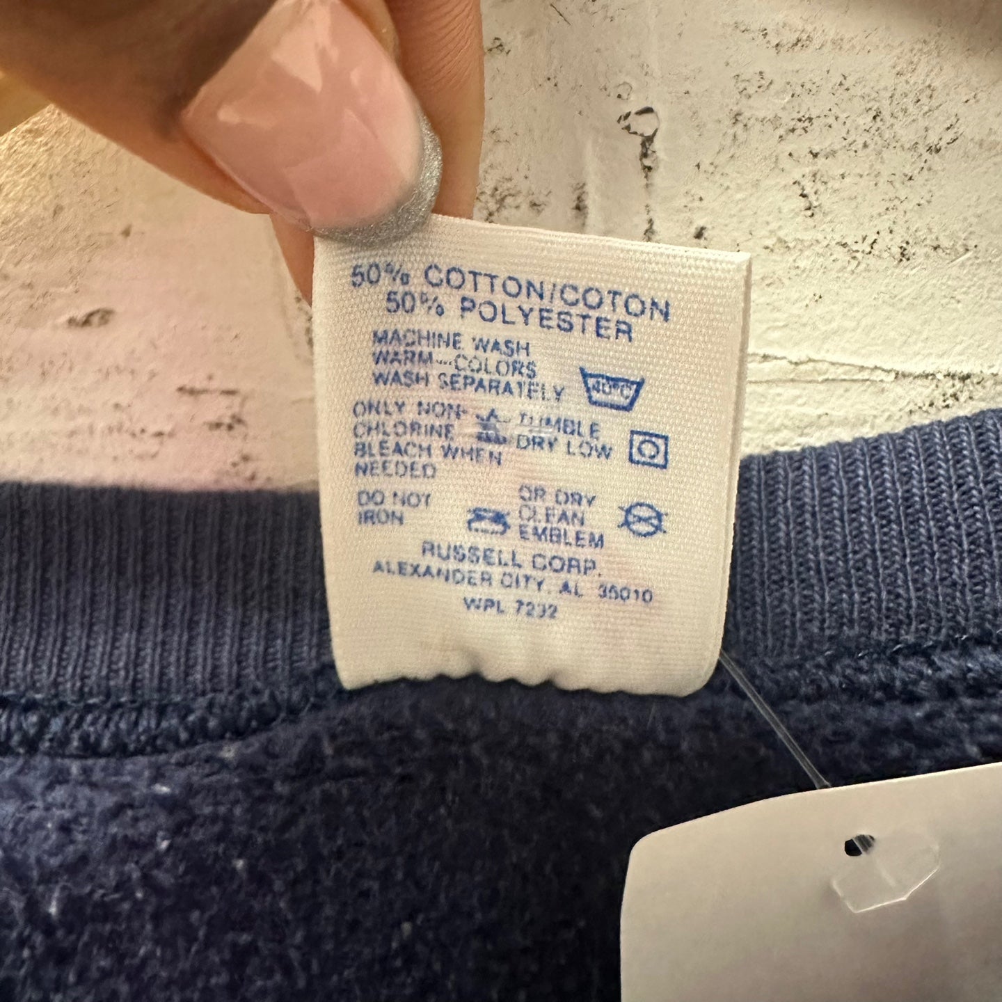 Vintage Jerzees Made in usa Distressed Navy Sweatshirt
