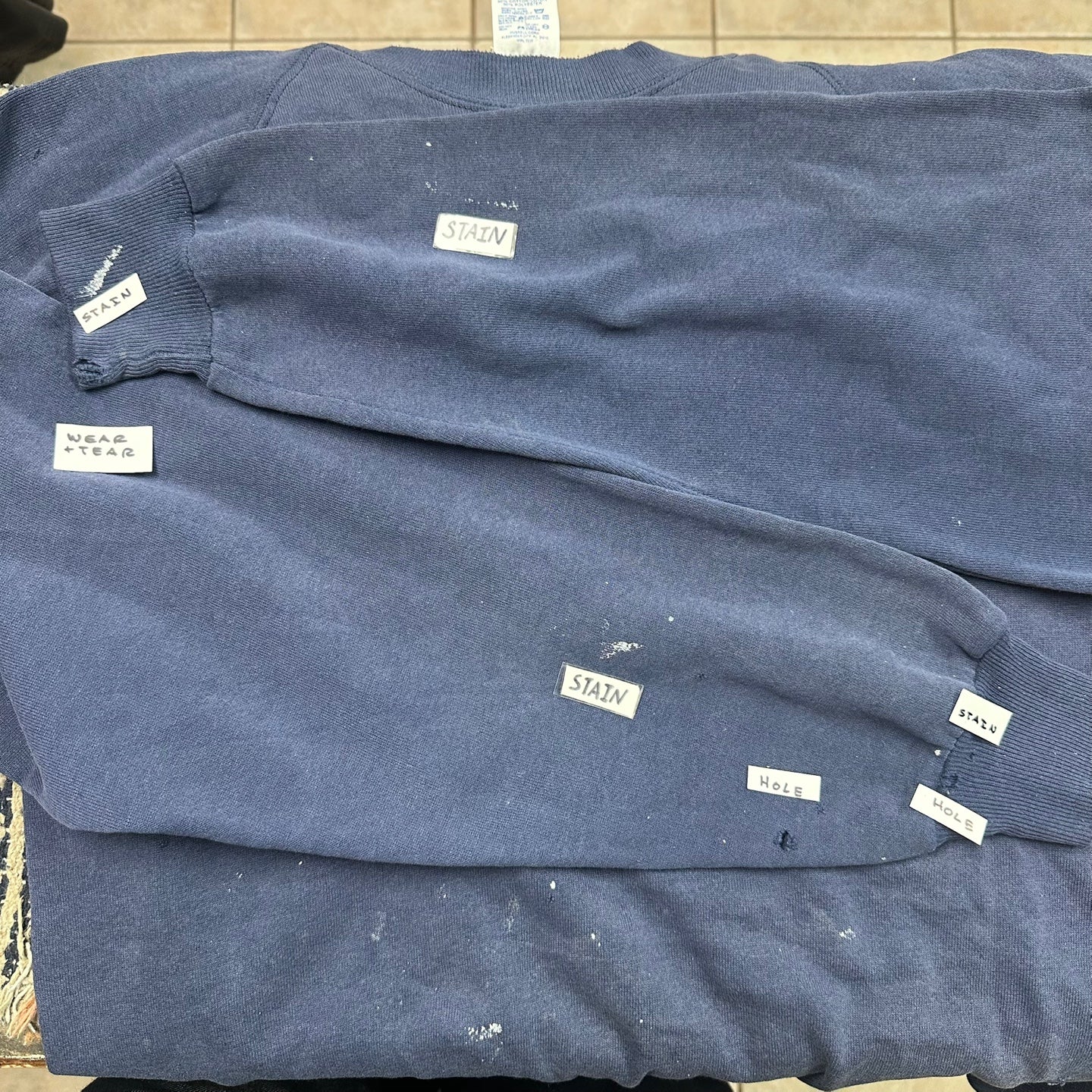 Vintage Jerzees Made in usa Distressed Navy Sweatshirt