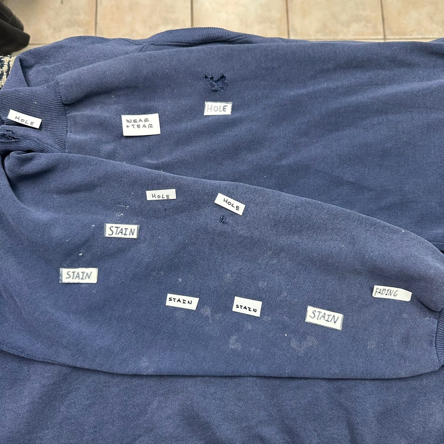 Vintage Jerzees Made in usa Distressed Navy Sweatshirt