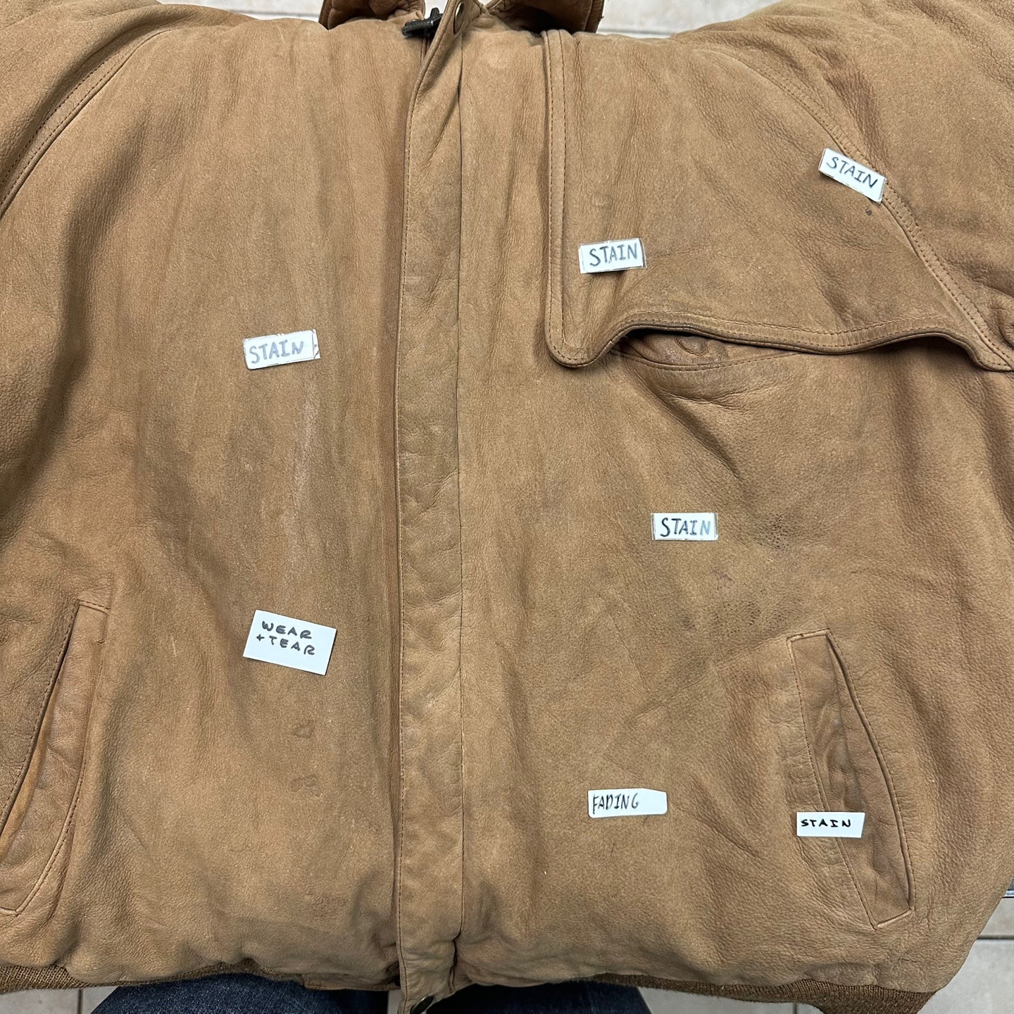 Vintage Marlboro Tan Leather Bomber Jacket