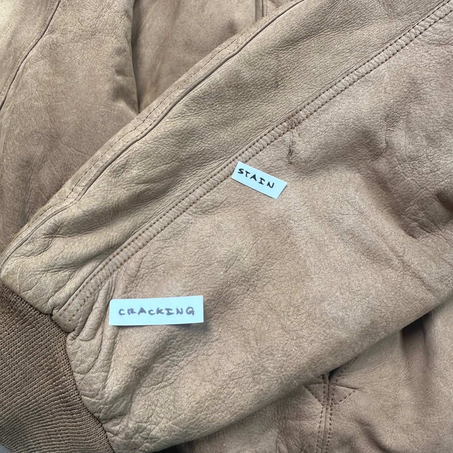 Vintage Marlboro Tan Leather Bomber Jacket