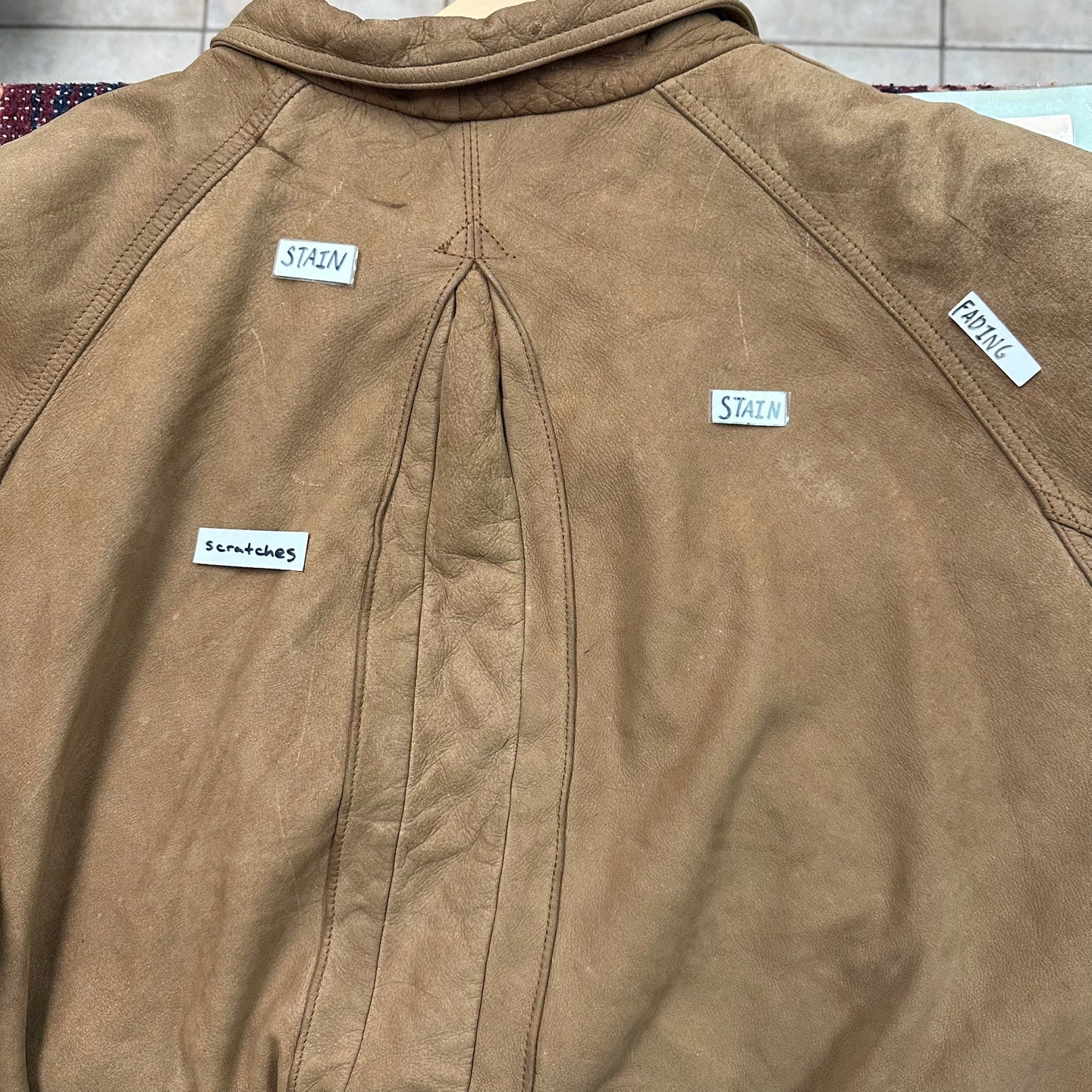 Vintage Marlboro Tan Leather Bomber Jacket