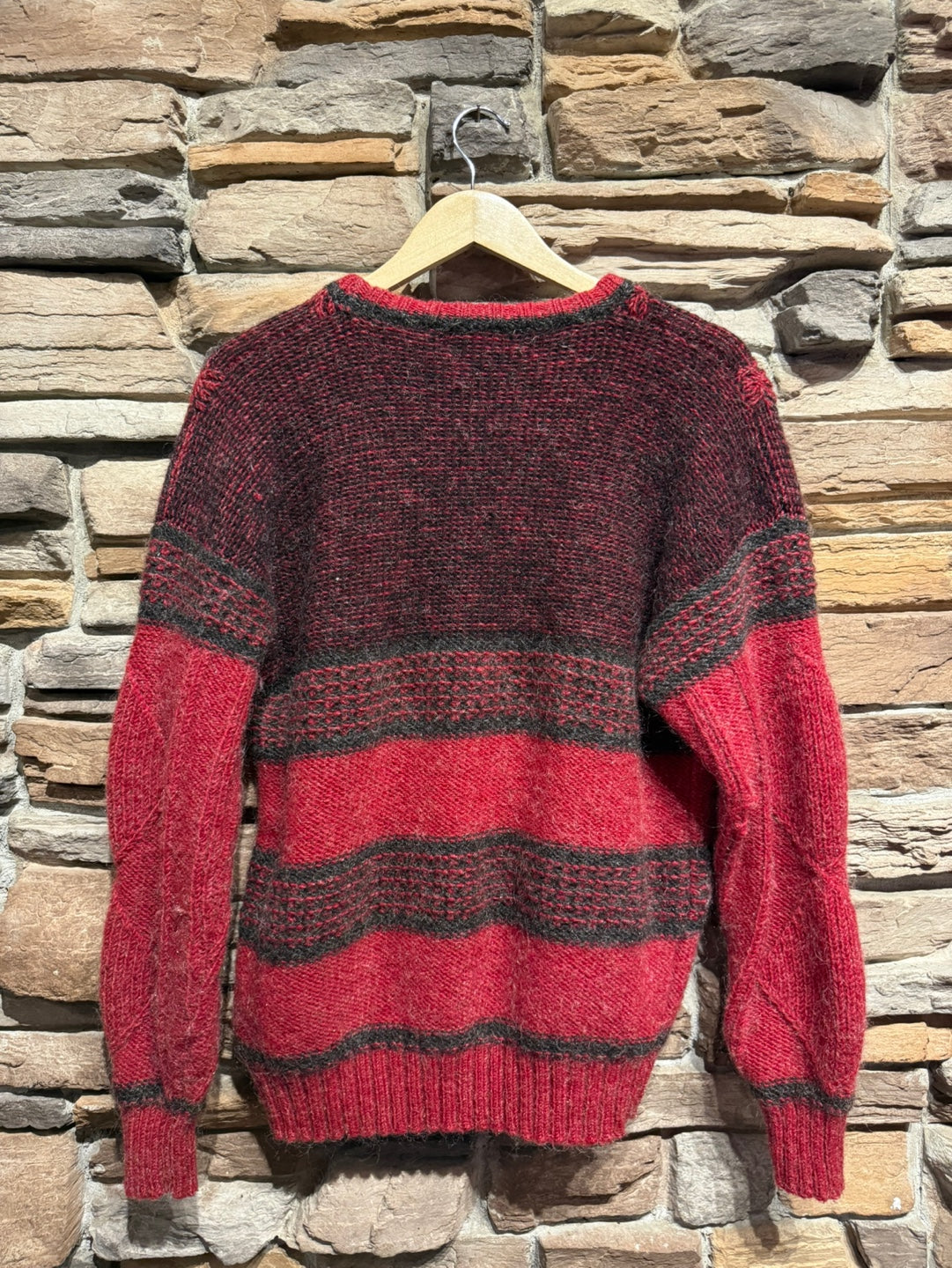 Vintage Harry Rosen Wool and Mohair Red Cable Knit Sweater