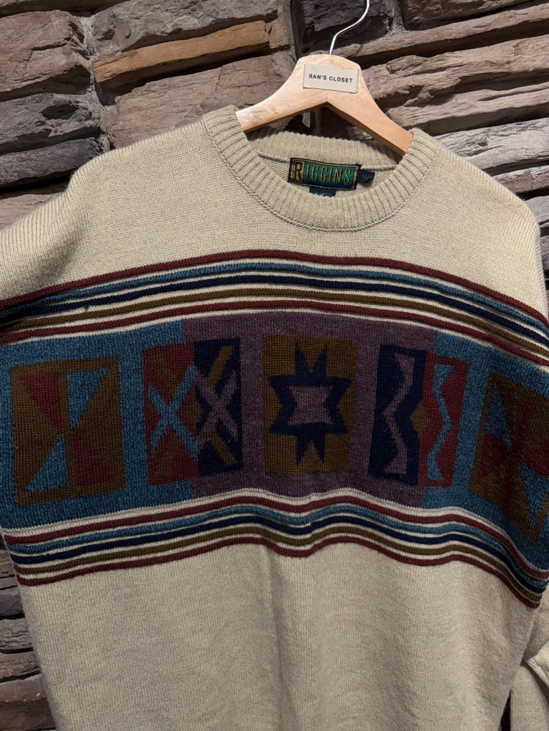 Vintage Oatmeal Colour Wool Blend Sweater