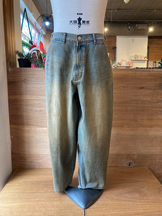 Wide Leg Mud Stain Effect Jeans