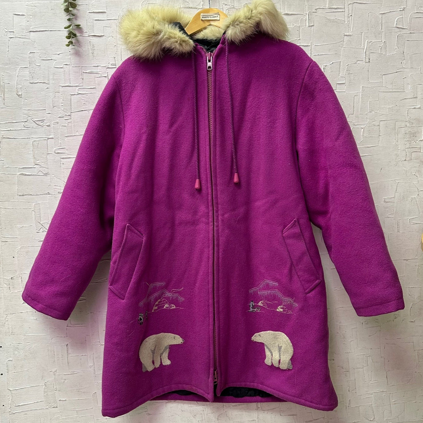 Vintage Northern Sun Purple Parka with Polar Bear Design