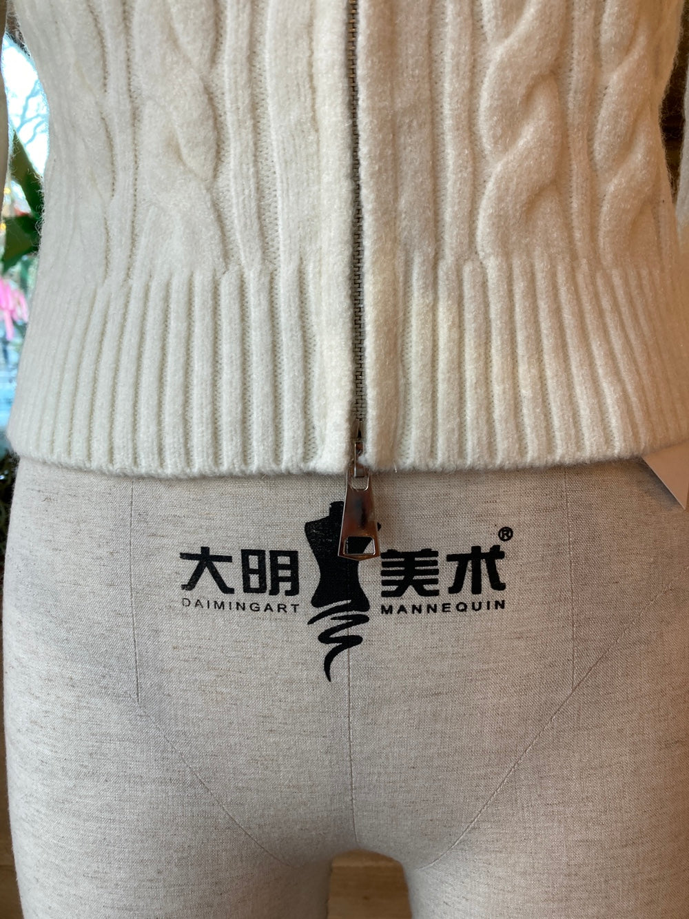 Fur Trim Knit Zip Up Hoodie