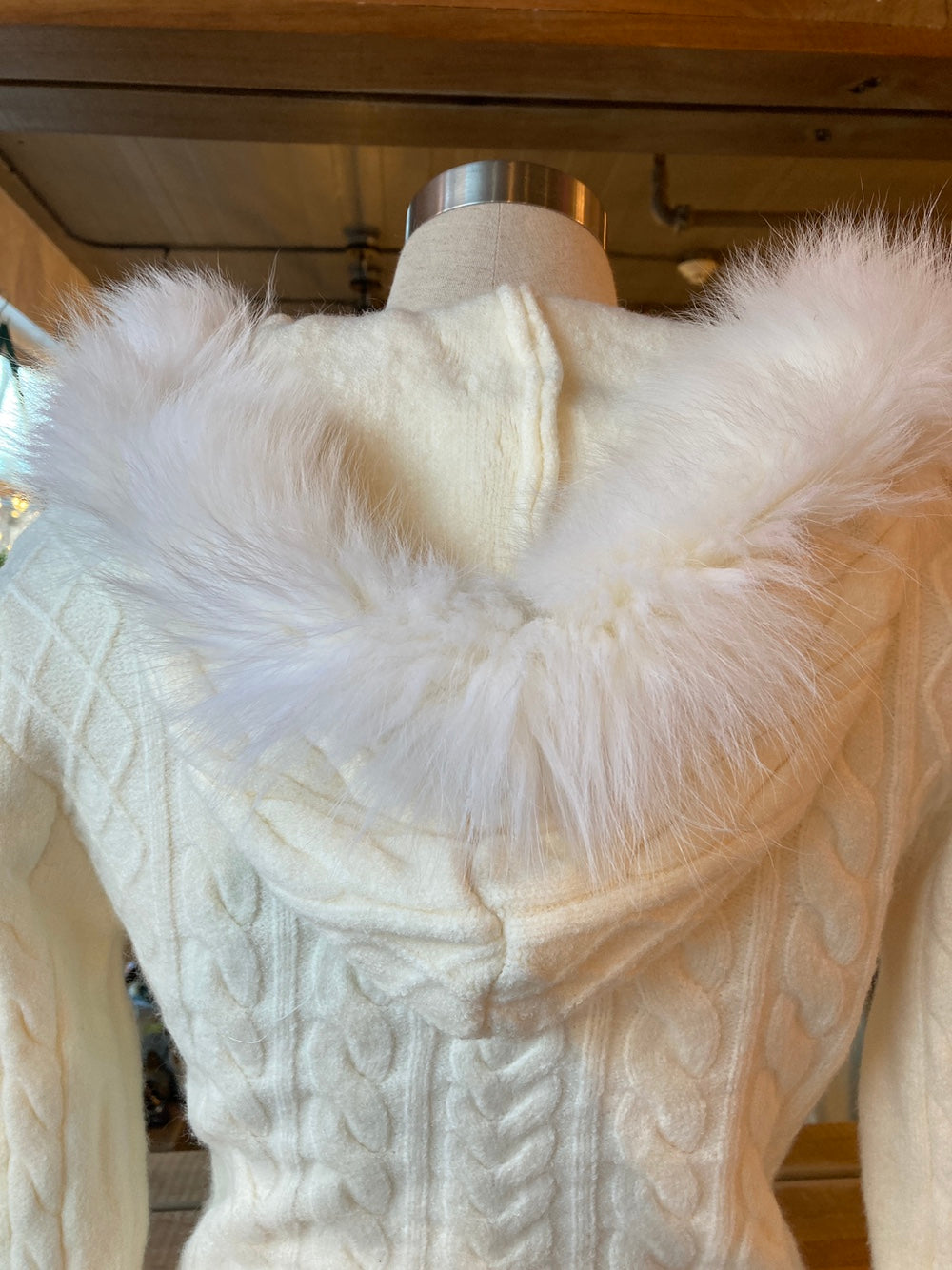 Fur Trim Knit Zip Up Hoodie