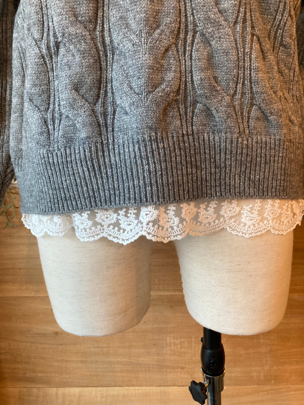 Lace Trim Sweater and Hood Set