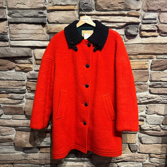 Vintage Hudson's Bay Made in England Tartan Lined Red Coat