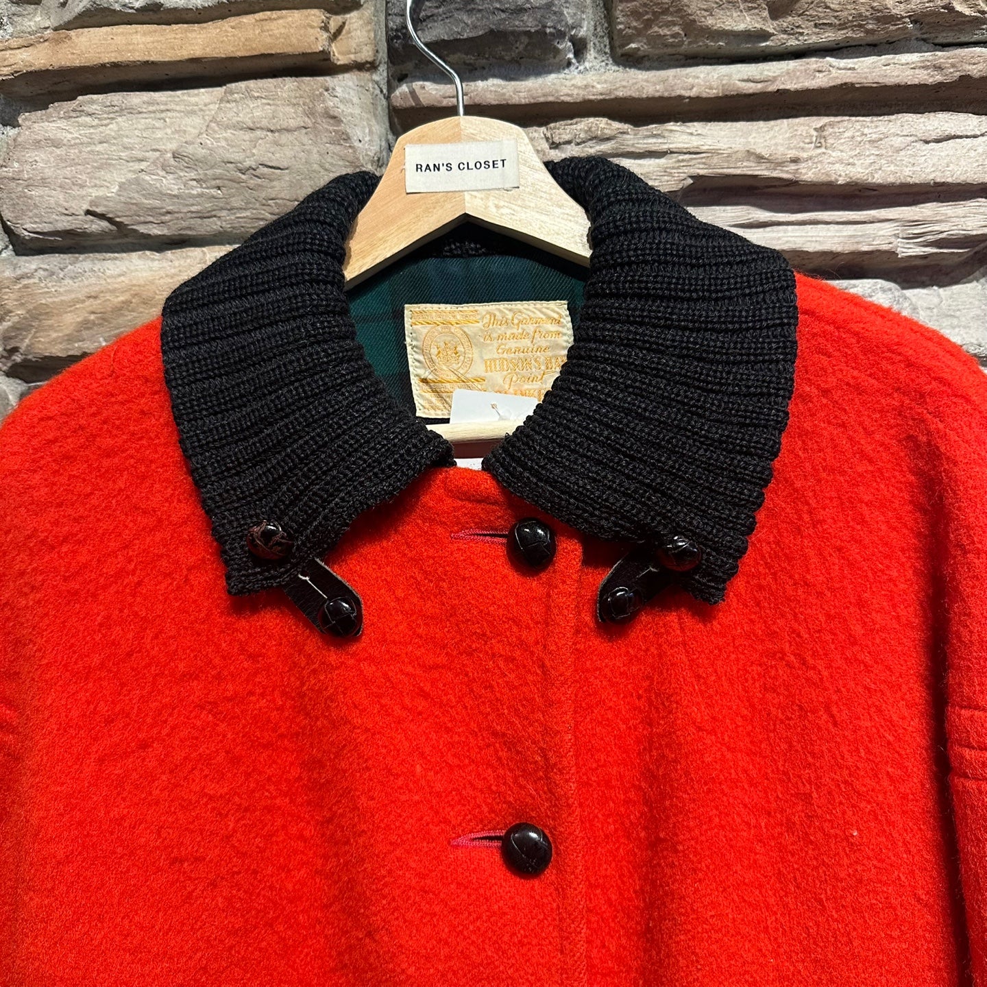 Vintage Hudson's Bay Made in England Tartan Lined Red Coat