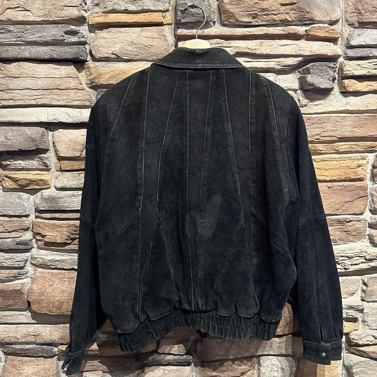 Vintage Liz Thomas Suede Black Leather Bomber Jacket