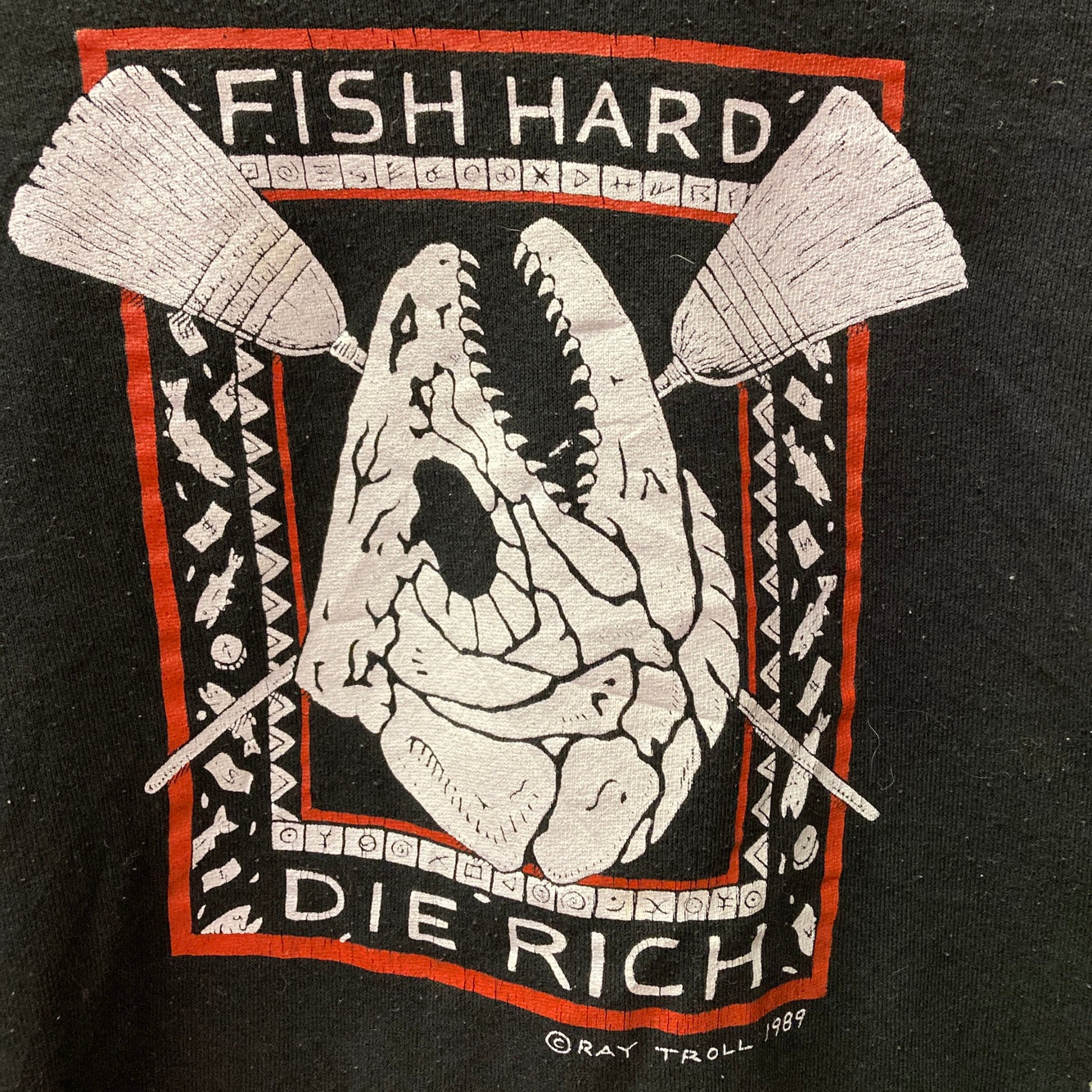 Vintage 1989 Ray Troll "Fish Hard..." Graphic Sweatshirt