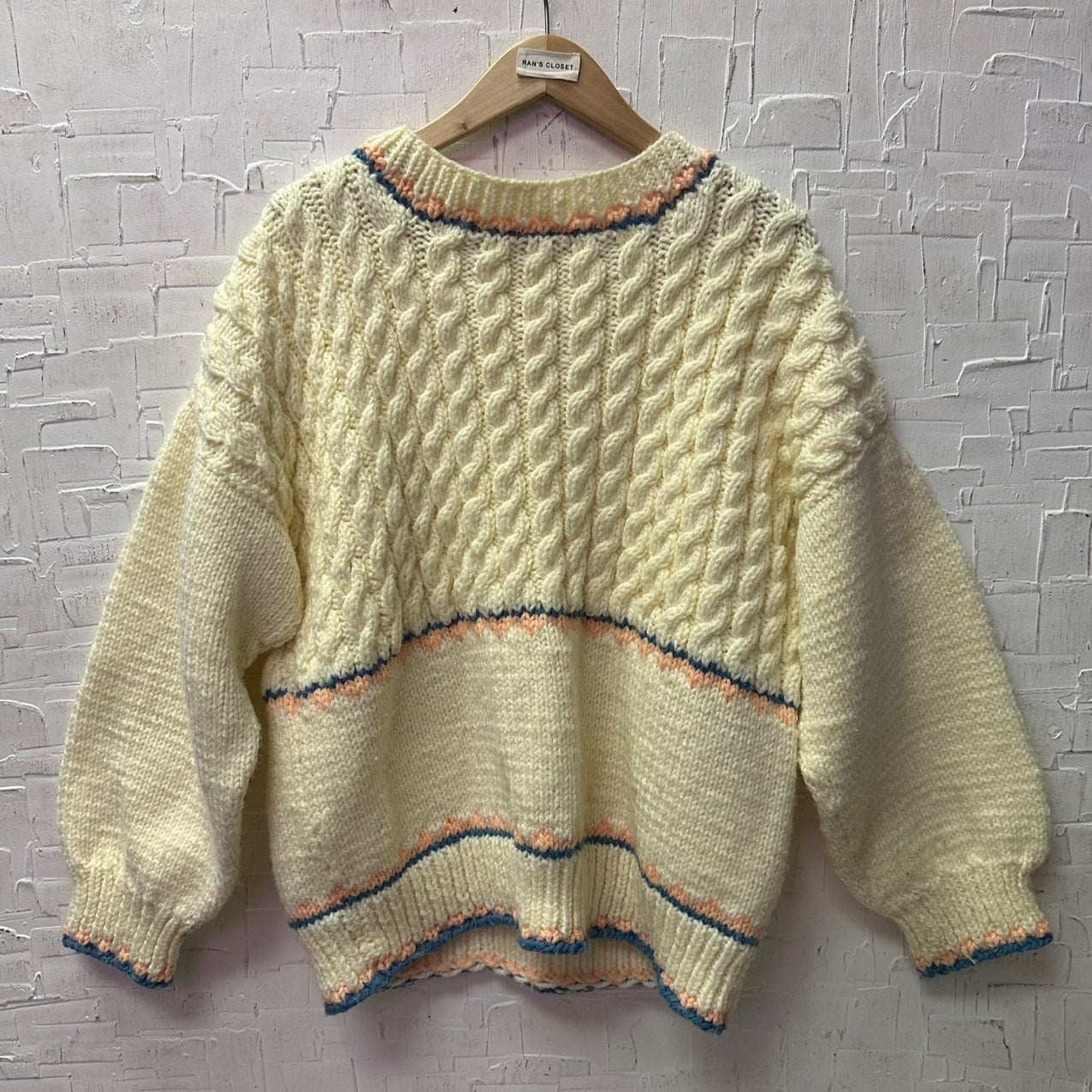 Vintage Ivory Sweater with Balloon Sleeves