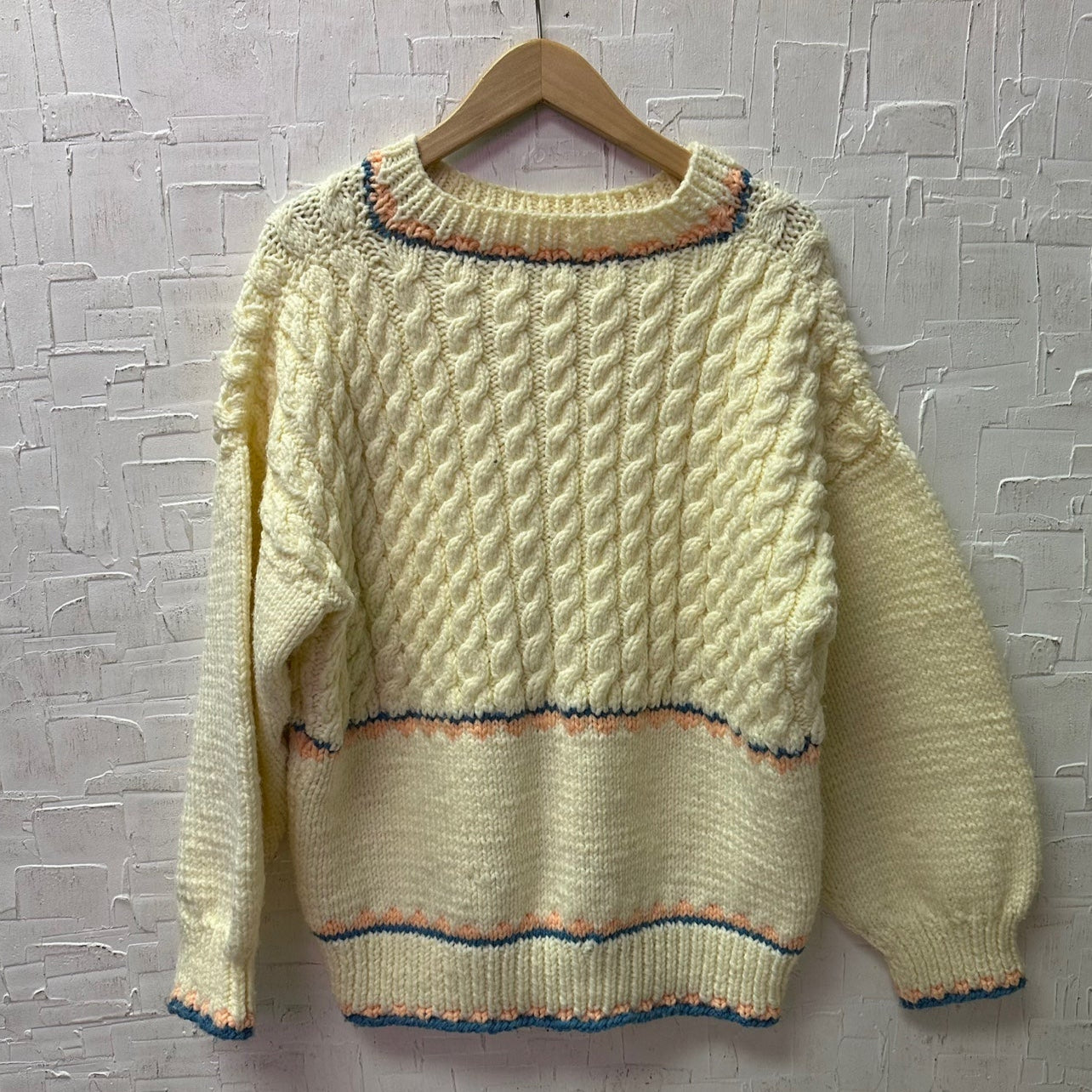 Vintage Ivory Sweater with Balloon Sleeves