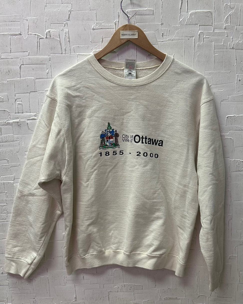 Vintage City of Ottawa White Crewneck Sweatshirt