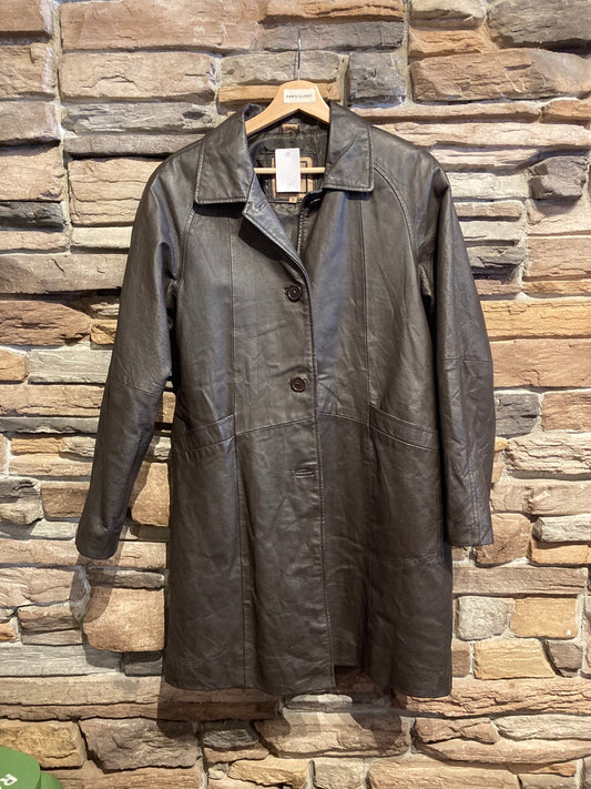 Excelled Collection Long Leather Jacket
