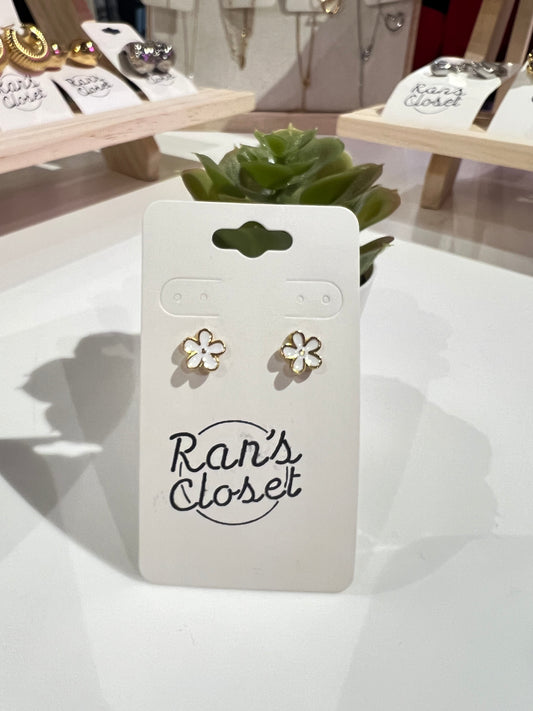 White Flower Earrings