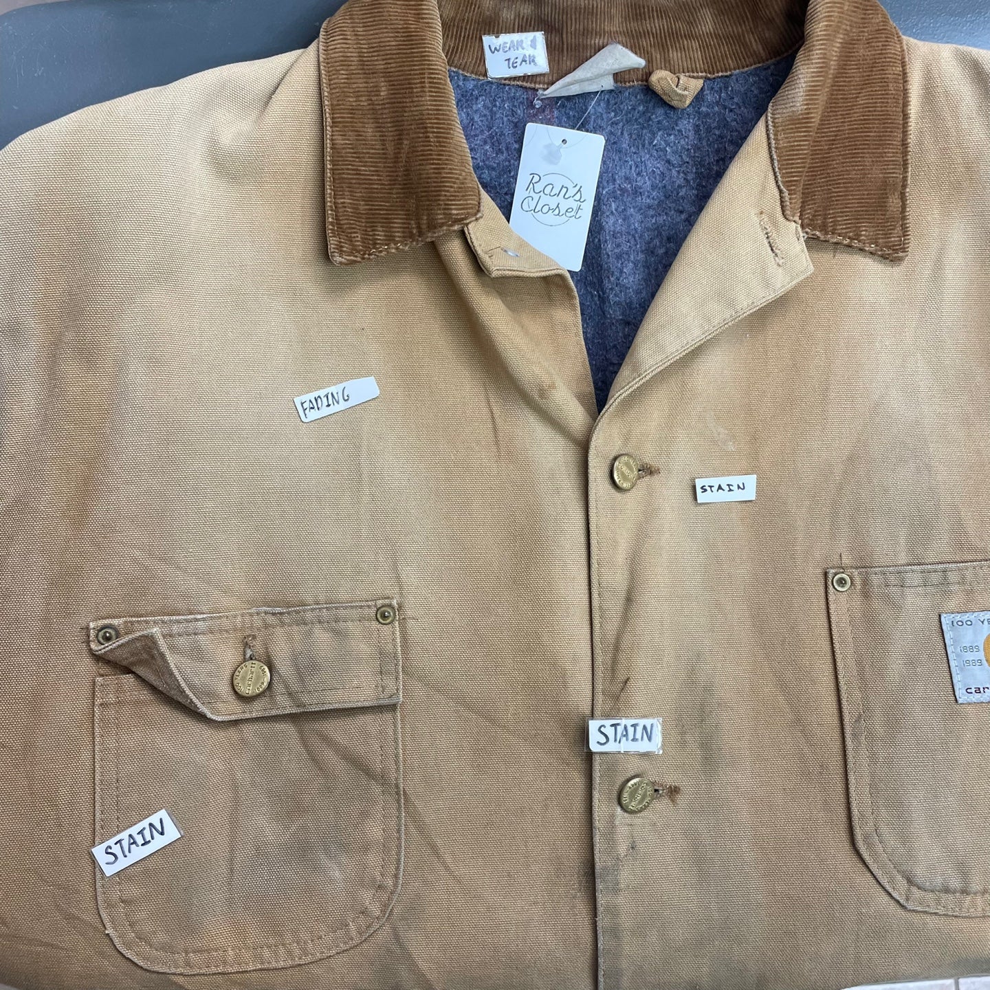 Vintage Distressed Carhartt Blanket Lined Chore Workwear Jacket