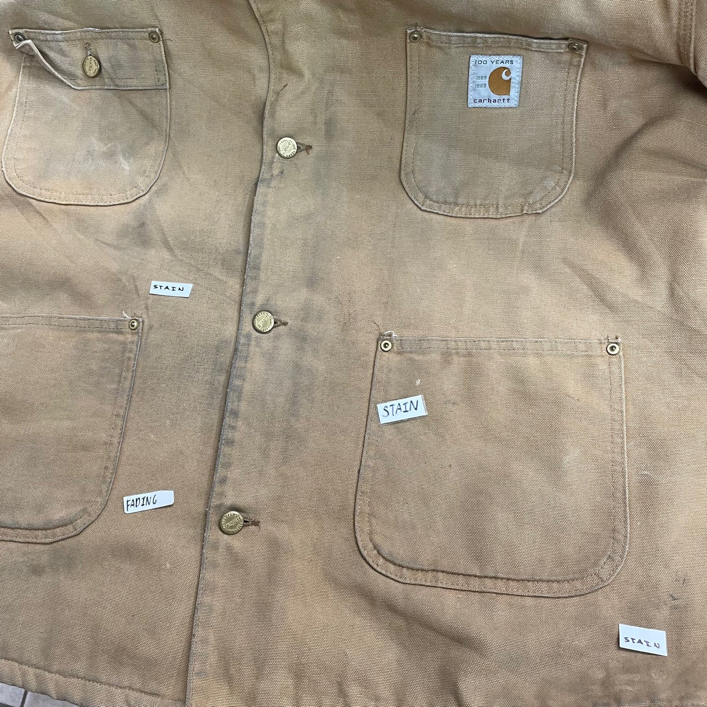 Vintage Distressed Carhartt Blanket Lined Chore Workwear Jacket