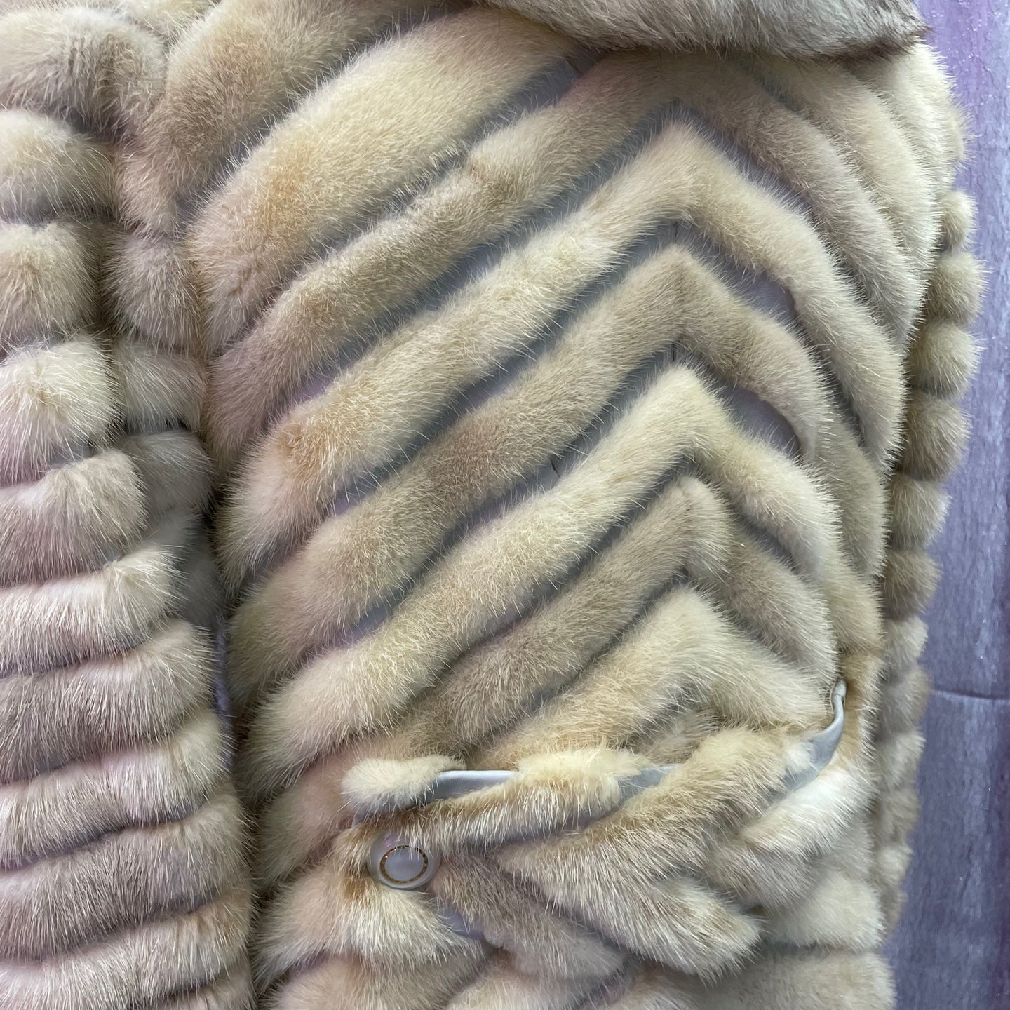 Vintage Ivory Fur Coat with Large Collar